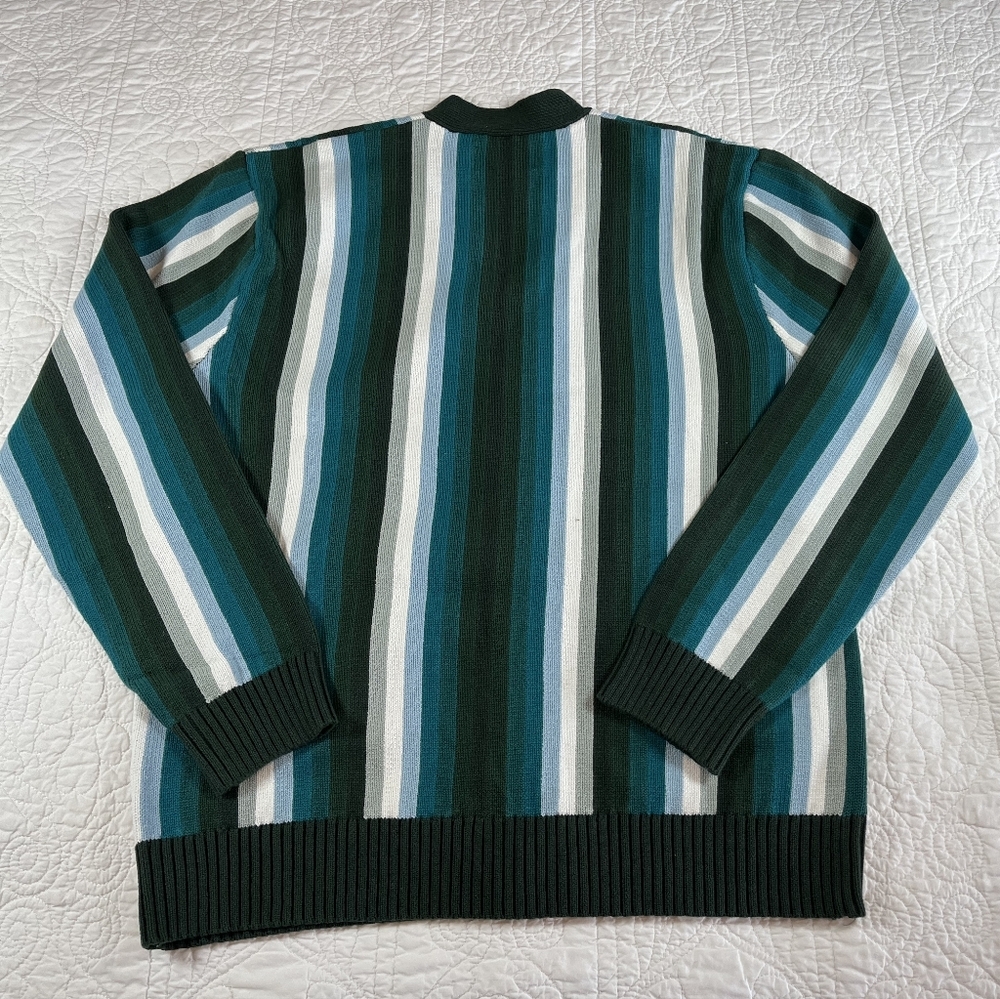 Bogey Boys Blue Striped Cardigan Sweater-XL - Picture 2 of 7